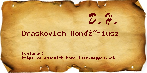 Draskovich Honóriusz névjegykártya